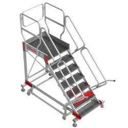 Escalera industrial SY-T con plataforma tramex y ruedas | SICUR-STOP | Faraone