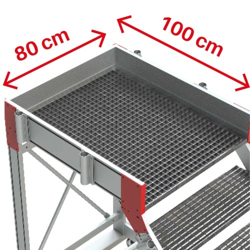 Escalera industrial SY-T con plataforma tramex y ruedas | SICUR-STOP | Faraone