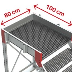 Escalera industrial SY-T con plataforma tramex y ruedas | SICUR-STOP | Faraone