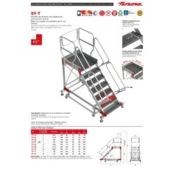 Escalera industrial SY-T con plataforma tramex y ruedas | SICUR-STOP | Faraone