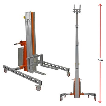 HW-BIGEL | Elevador eléctrico de materiales en aluminio. H máx. hasta 6 m. Capacidad máx. hasta 300 kg.