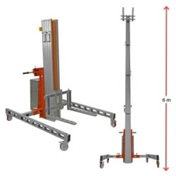 HW-BIGEL | Elevador eléctrico de materiales en aluminio. H máx. hasta 6 m. Capacidad máx. hasta 300 kg.
