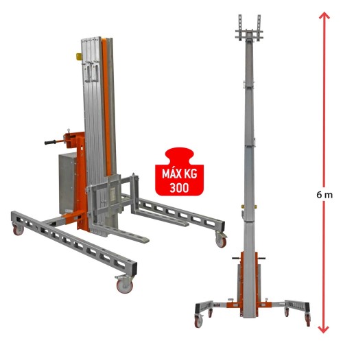 HW-BIGEL | Elevador eléctrico de materiales en aluminio. H máx. hasta 6 m. Capacidad máx. hasta 300 kg.