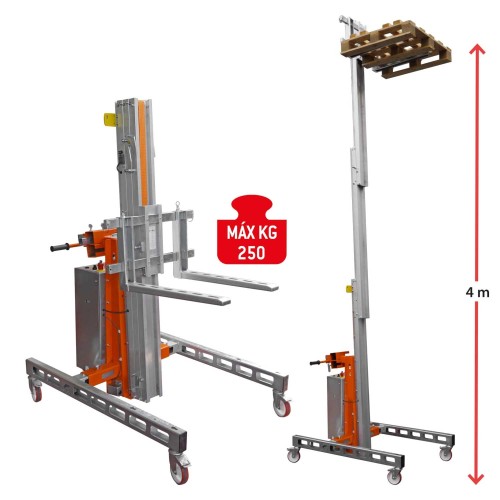 Elevador eléctrico de materiales en aluminio HW-SEL. H. hasta 4 m. Capacidad máx. hasta 250 kg. | Faraone