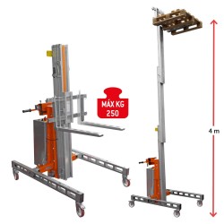 Elevador eléctrico de materiales en aluminio HW-SEL. H. hasta 4 m. Capacidad máx. hasta 250 kg. | Faraone