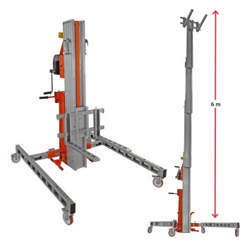 Elevador manual de materiales en aluminio HW-BIG. H. máx. hasta 6 m. Capacidad máx. hasta 300 kg. | Faraone