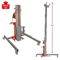 Elevador manual de materiales en aluminio HW-BIG. H. máx. hasta 6 m. Capacidad máx. hasta 300 kg. | Faraone