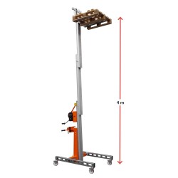 Elevador manual de materiales en aluminio HW-S. H máx. hasta 4 m. Capacidad máx. 250 kg. | Faraone