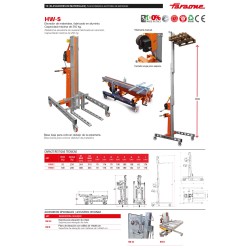 Elevador manual de materiales en aluminio HW-S. H máx. hasta 4 m. Capacidad máx. 250 kg. | Faraone