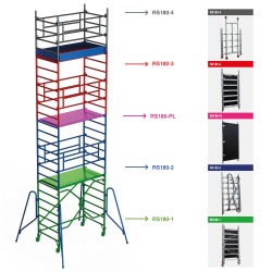 RAPIDO SUPER 180 | Andamio plegable con ruedas y plataforma 100x180cm.