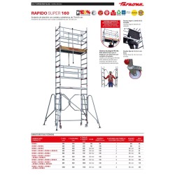 RAPIDO SUPER 160 | Andamio plegable con ruedas y plataforma 160x75cm.