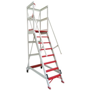 Escalera ALFI de fibra de vidrio con plataforma y barandilla | Faraone