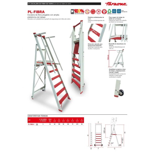 Escalera de fibra de vidrio PL-FIBRA Faraone | Plataforma aislante profesional