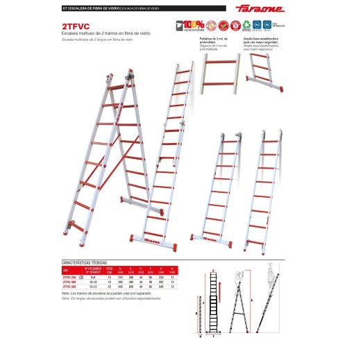 Escalera multiuso de fibra de vidrio 2TFVC Faraone | Uso eléctrico
