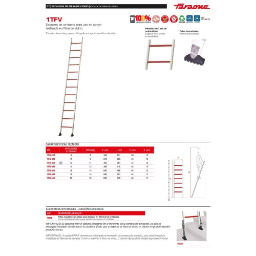 Escalera fibra de vidrio 1TFV Faraone | Uso eléctrico profesional