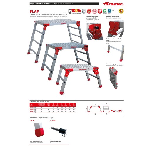 Plataforma de trabajo plegable PLAF Faraone | Aluminio profesional
