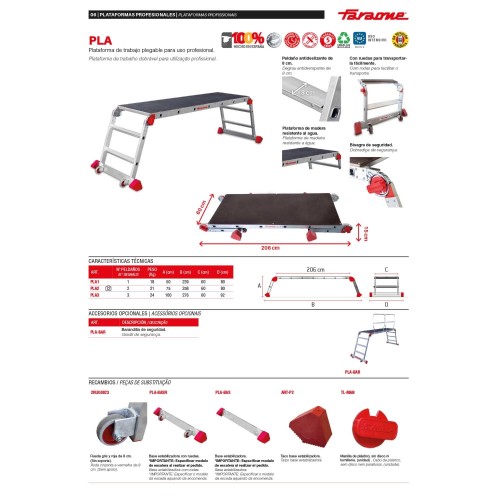 Plataforma de trabajo plegable PLA Faraone | Profesional EN 131-4