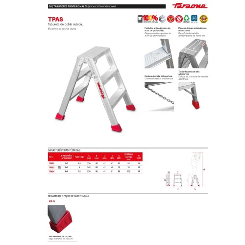 Taburete profesional doble subida TPAS Faraone | EN 14183