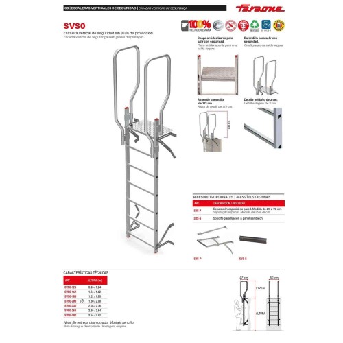 Escalera vertical de seguridad SVS0 sin jaula  Altillos y entreplantas