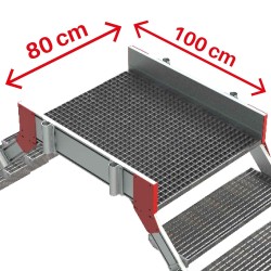 Escalera puente SP-T con plataforma en tramex 45° | Faraone