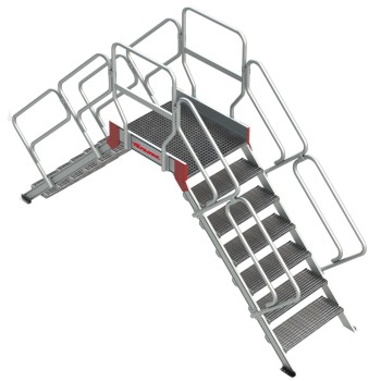 Escalera puente SP-T con plataforma en tramex 45° | Faraone