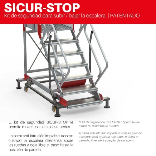 Escalera industrial SY45 con plataforma y ruedas | SICUR-STOP | Faraone
