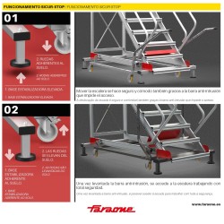 Escalera industrial SY45 con plataforma y ruedas | SICUR-STOP | Faraone