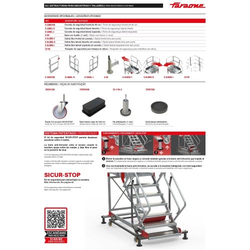 Escalera industrial SY45 con plataforma y ruedas | SICUR-STOP | Faraone