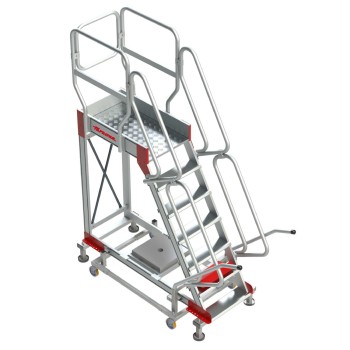 Escalera industrial SY60 con plataforma y ruedas | Sistema SICUR-STOP | Faraone