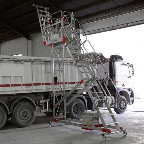 Escalera con plataforma abatible para camiones y autobuses SY-BA