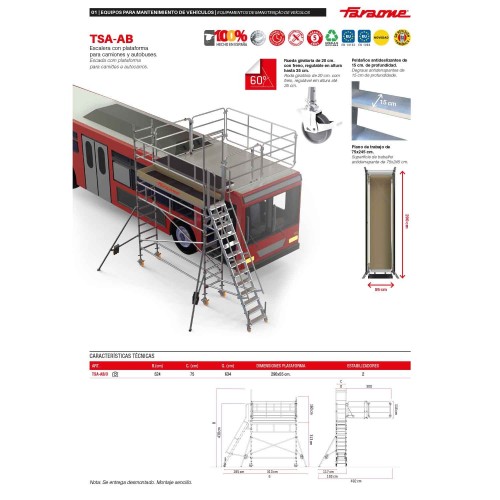 Escalera con plataforma para camiones y autobuses TSA-AB