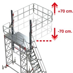 Escalera con plataforma y barandilla regulable para camiones