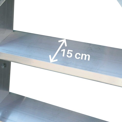 Escalera con plataforma y barandilla regulable para camiones