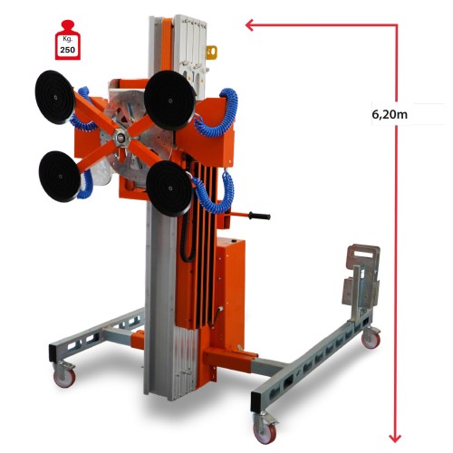 HW-BIGEL-V | Elevador de vidrio con elevación eléctrica . H máxima 620 cm. Capacidad máxima 250 kg.