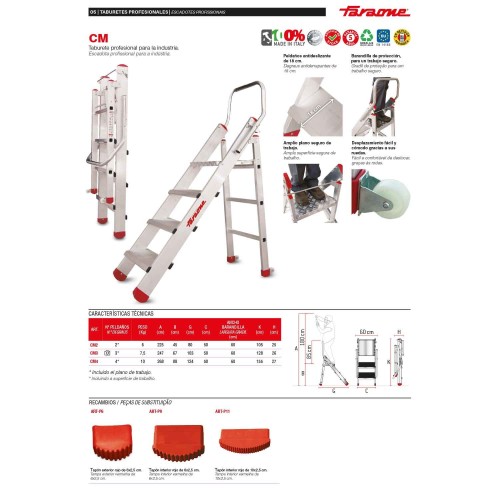 Taburete profesional CM de aluminio para industria | Faraone