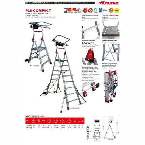 Escalera profesional PL-COMPACT con plataforma | Faraone