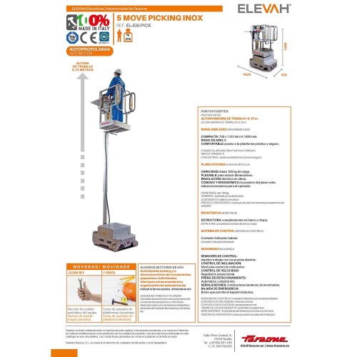 ELEVAH 5 Move Picking Inox | H. máx. de trabajo: 5,15 m