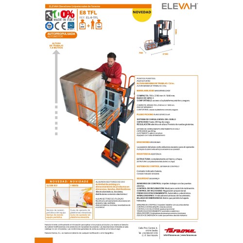 ELEVAH 8 TFL | H. máx. de trabajo: 7,6 m.