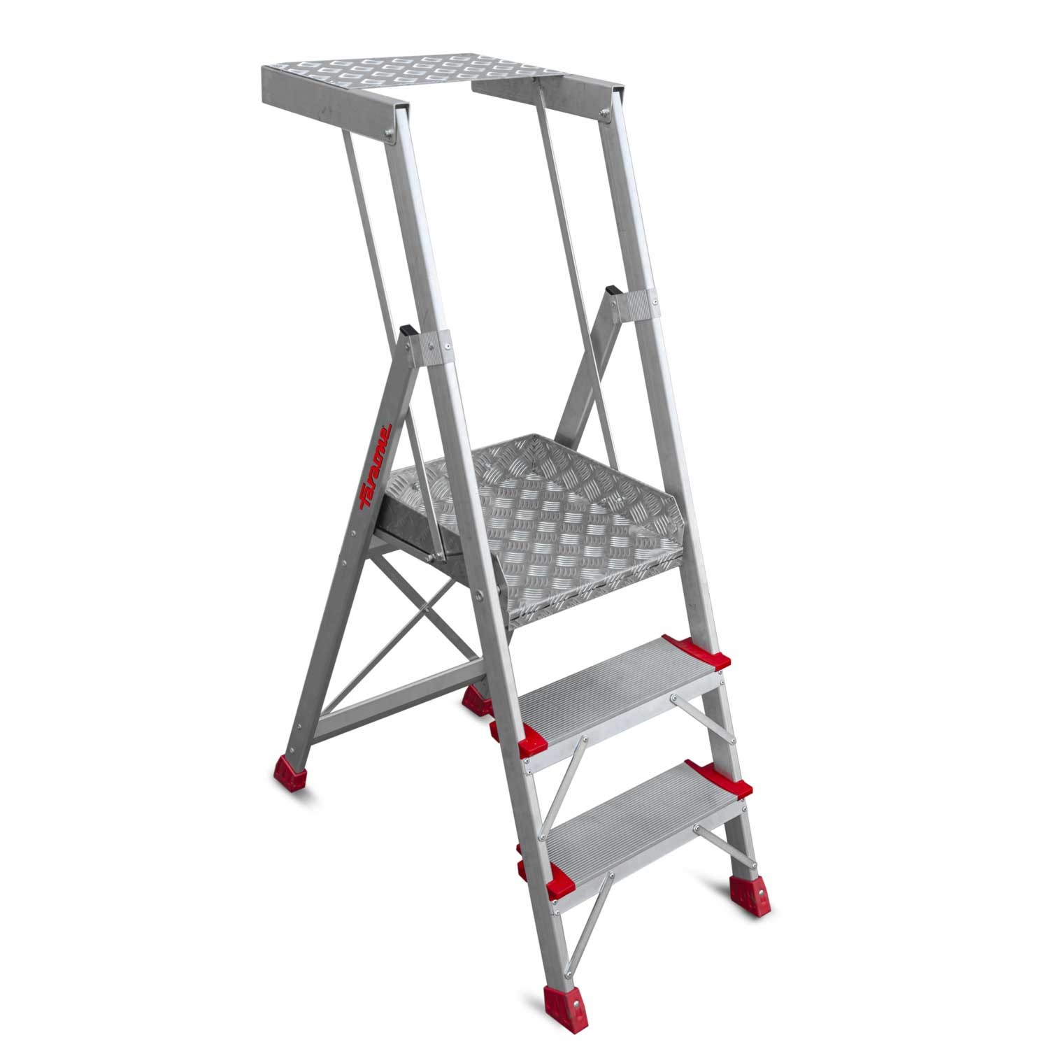 PL-PICK | Escalera plegable con amplia plataforma de trabajo y bandeja superior